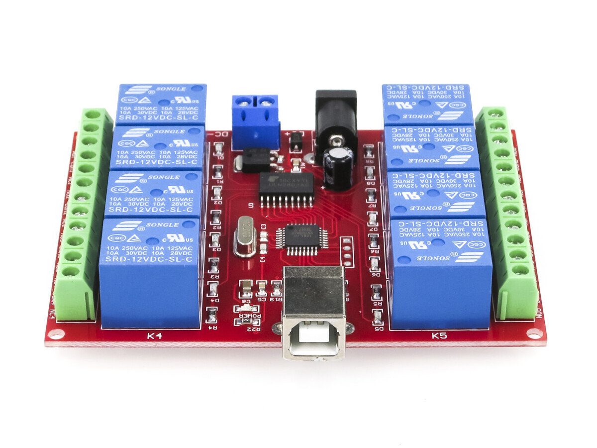 12V/220V 8-Kanal Relæ-styring, USB-interface