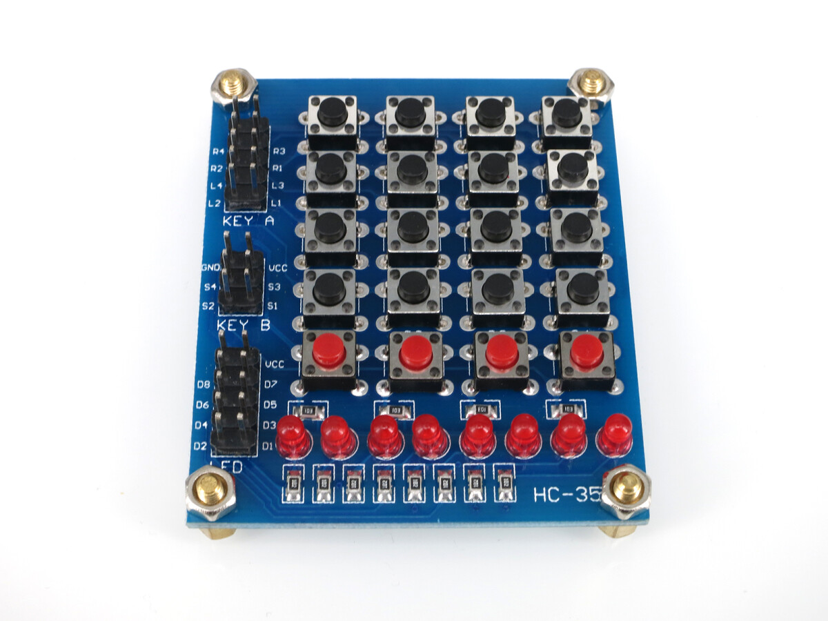 4x4 Matrixtastatur Modul 16 Taster, 8 LED'er for Arduino