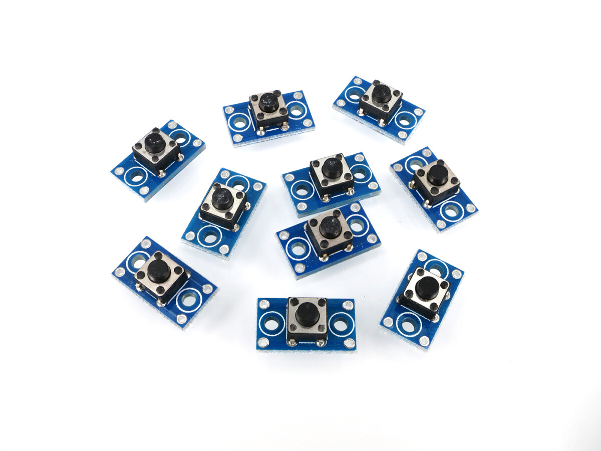 10x Micro Key-taster 6x6mm Knop-modul Rastermål 2,54mm 12V/50mA