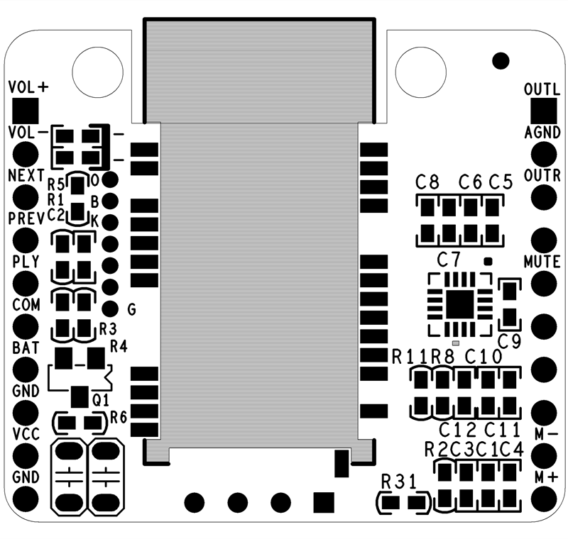 3,3V Mini CSR8645 aptX HiFi Bluetooth 4.0 modtagerkort (uden DC)