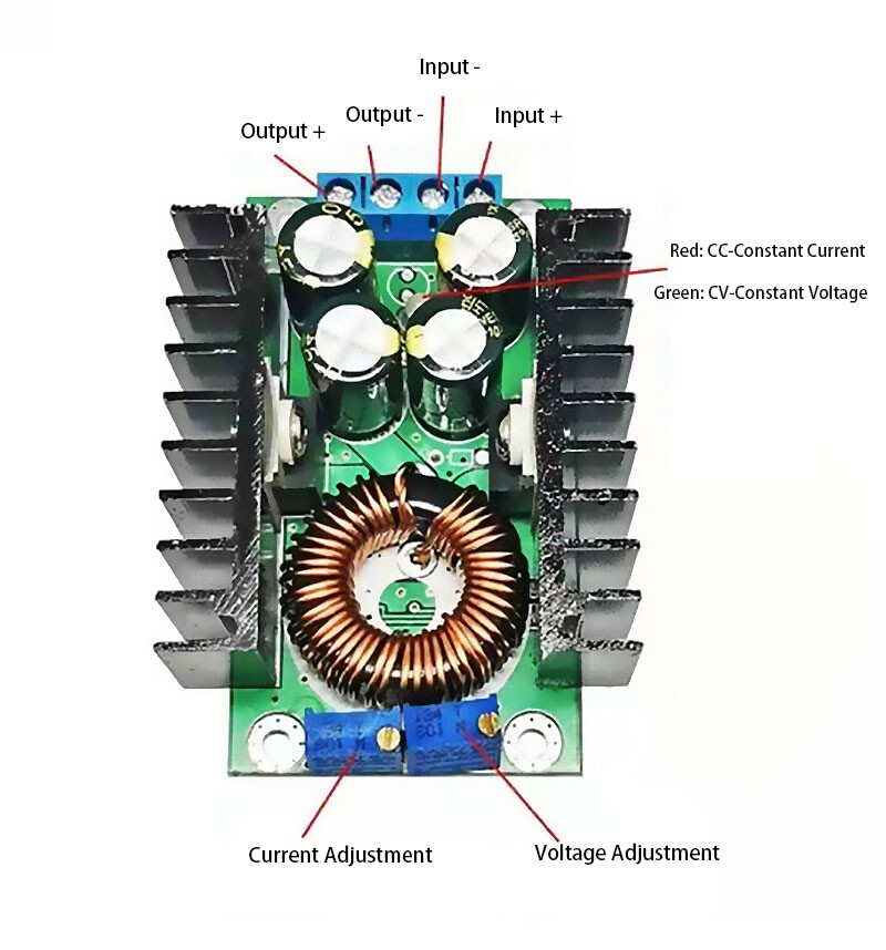 DC-DC 7-40V til 1,2-35V 300W 8A trinløs spændingsregulator strømforsyning med LED