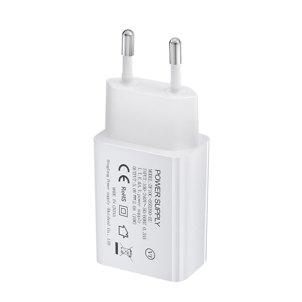 2-Port Dual USB-oplader med europæisk stik, opladningsadapter, strømforsyning, 10W, 5V 2A, USB A