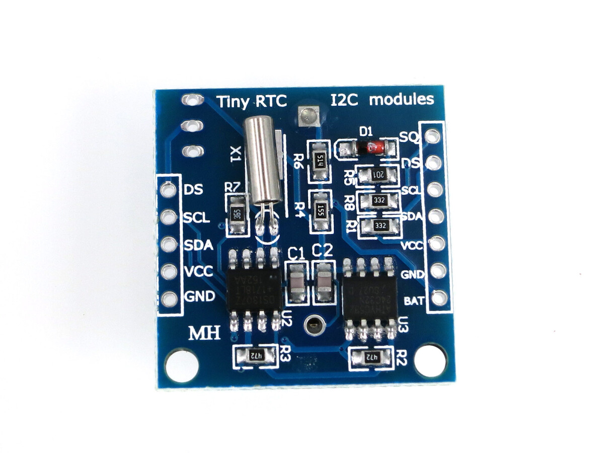 DS1307 RTC-modul, Real Time Clock med CR2032 batteri til Arduino, Raspberry Pi, I2C