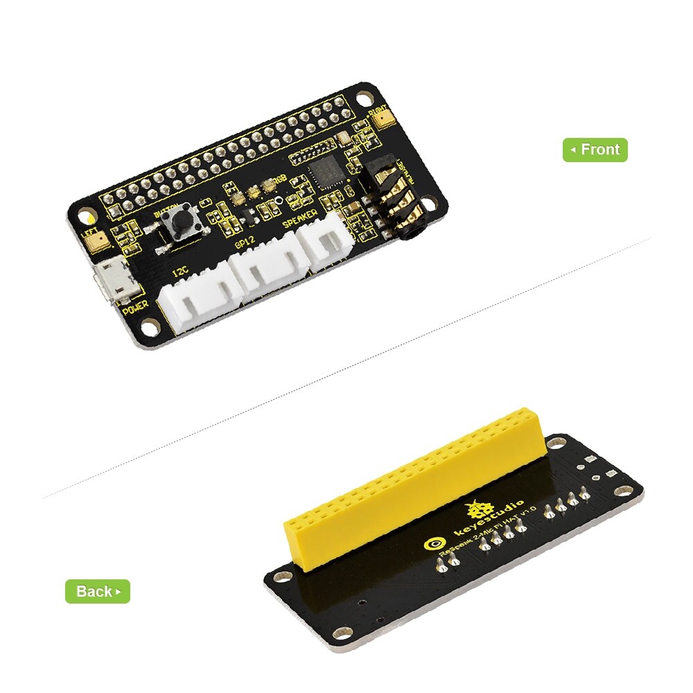 Keyestudio ReSpeaker HAT V1.0 udvidelseskort til Raspberry Pi Zero/Zero W/B+ 2-mikrofon 5V