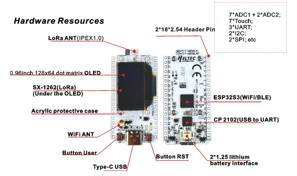 Heltec WiFi LoRa 32 V3 - 868 MHz ESP32 udviklingskort 0,96" OLED display WIFI Bluetooth