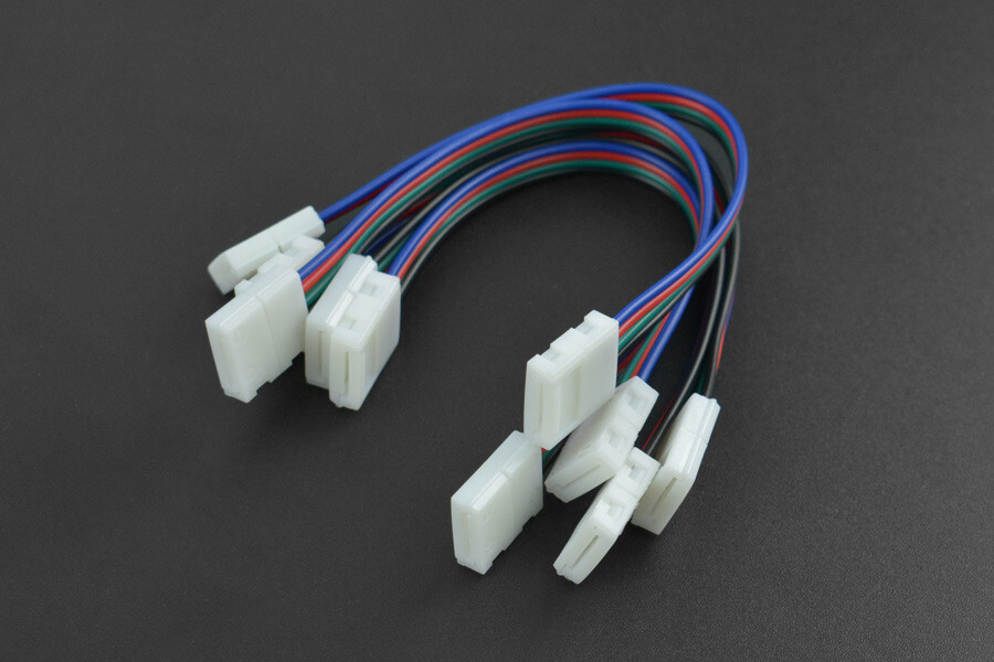 DFRobot 4Pin LED Strip Connector Kabel (5stk) - uden lodning, snap-down design