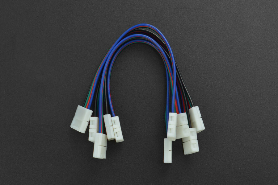 DFRobot 4Pin LED Strip Connector Kabel (5stk) - uden lodning, snap-down design