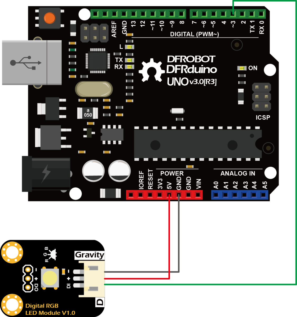 DFRobot Gravity Digital RGB LED-modul til Arduino
