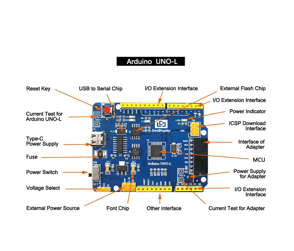 GooDisplay Arduino UNO-L Udviklingskort Kompatibelt med Arduino UNO