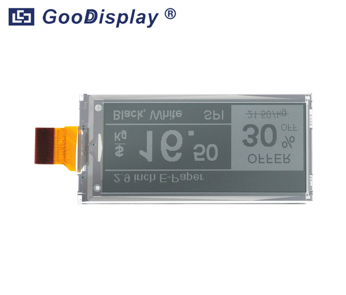 GooDisplay, 2,9 Zoll E-Ink-skærm, E-Papirdisplay, SPI, GDEY029T94, Hurtig opdatering