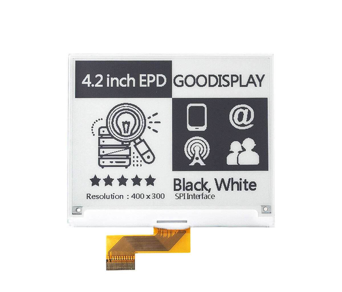 GooDisplay, 4,2 Zoll E-Ink Display, 400x300, GDEY042T81, SPI, High Rate Refresh