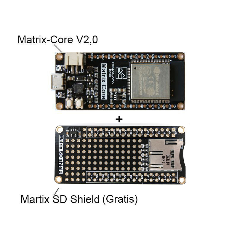 HIMALAYA Matrix-Core V2 trådløs udviklingskort ESP-WROOM-32 med SD Shield delvist sæt