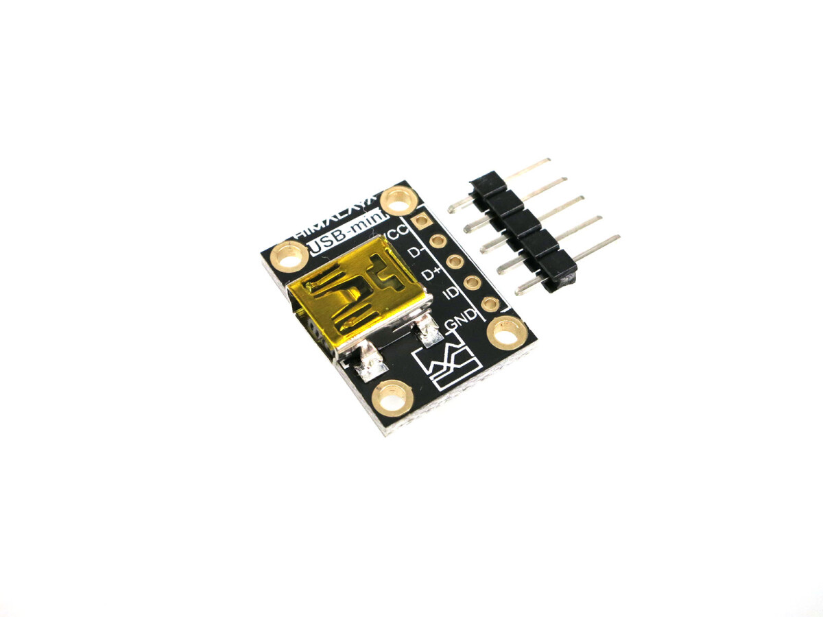 USB Mini-B Connector Breakout Board, Mini USB til DIP 5 Pin Adapter Board
