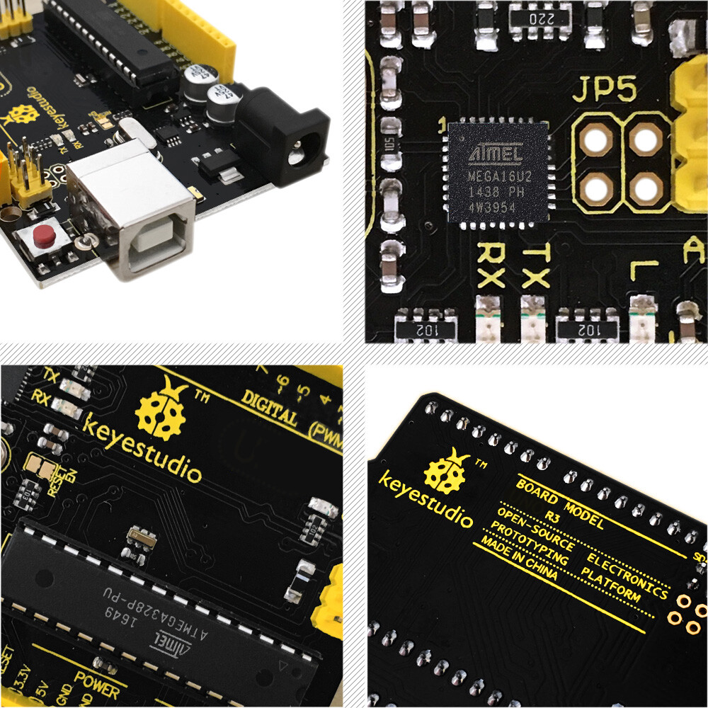 Keyestudio UNO R3 Udviklingskort Kompatibelt med Arduino Uno R3 + USB-kabel