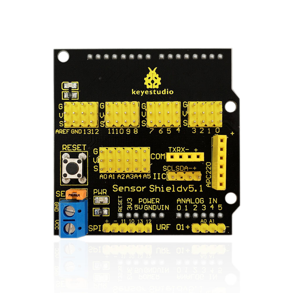 Keyestudio Sensor Shield Udvidelsesplade V5 til Arduino, Serie I2C SPI interface