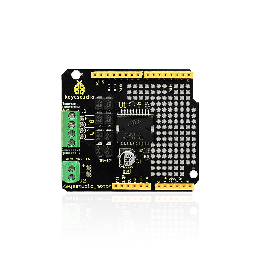 Keyestudio L298P-skærm/2A højstrøms dual motor driver modul til Arduino