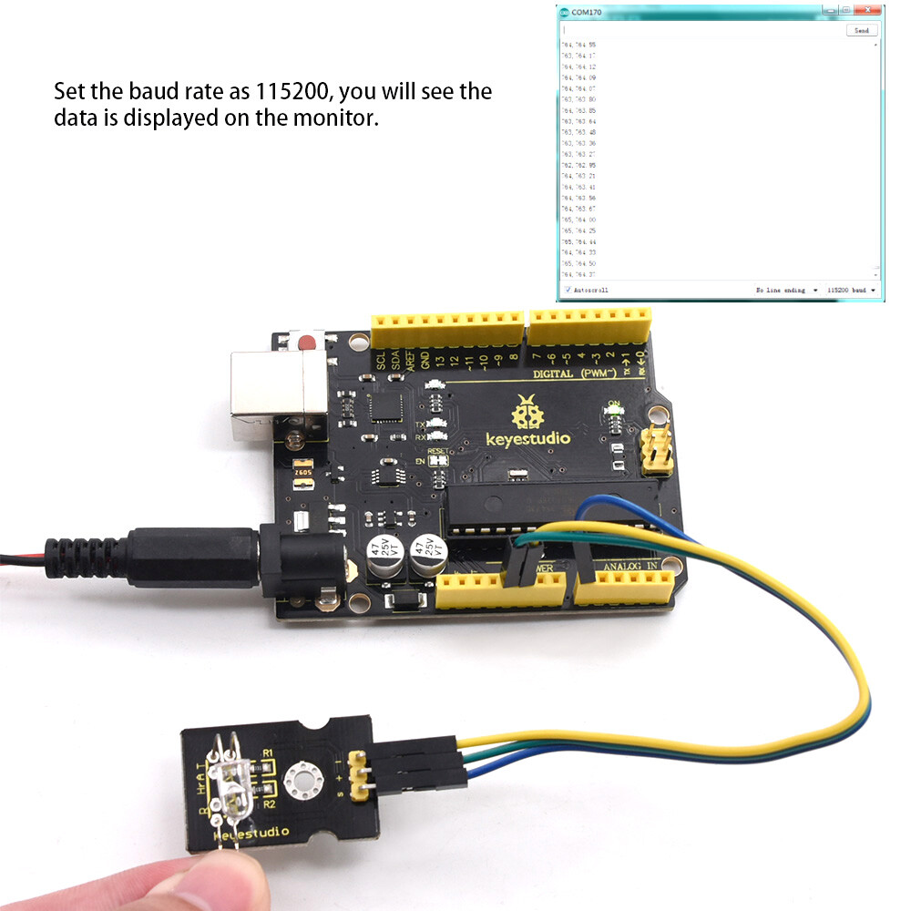 Keyestudio Pulsmålingssensor med fingerprobe til Arduino