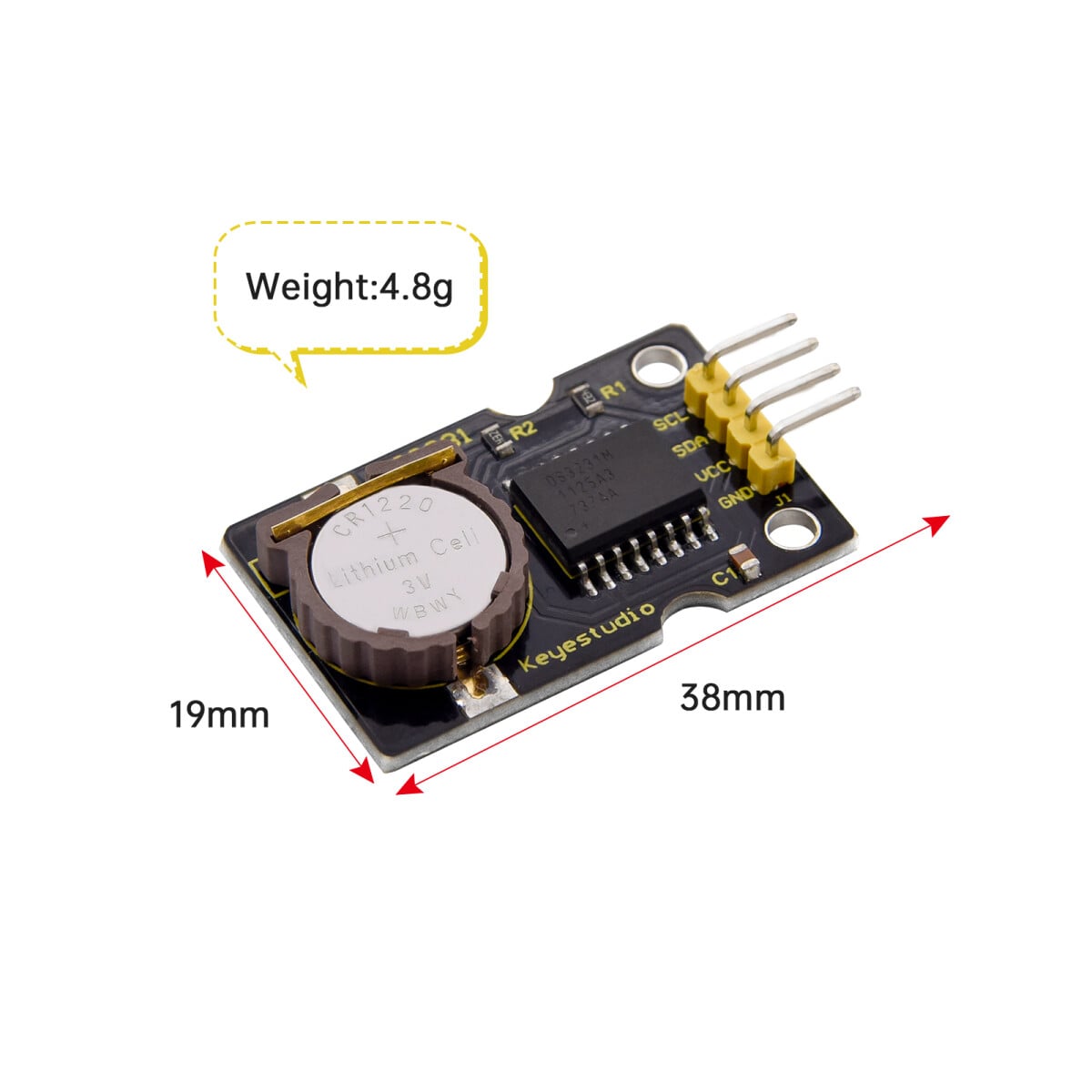 Keyestudio DS3231 RTC-modul Kompatibelt med Arduino I2C-interface Høj præcision, realtidsur