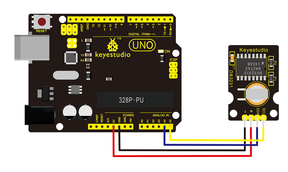 Keyestudio DS3231 RTC-modul Kompatibelt med Arduino I2C-interface Høj præcision, realtidsur