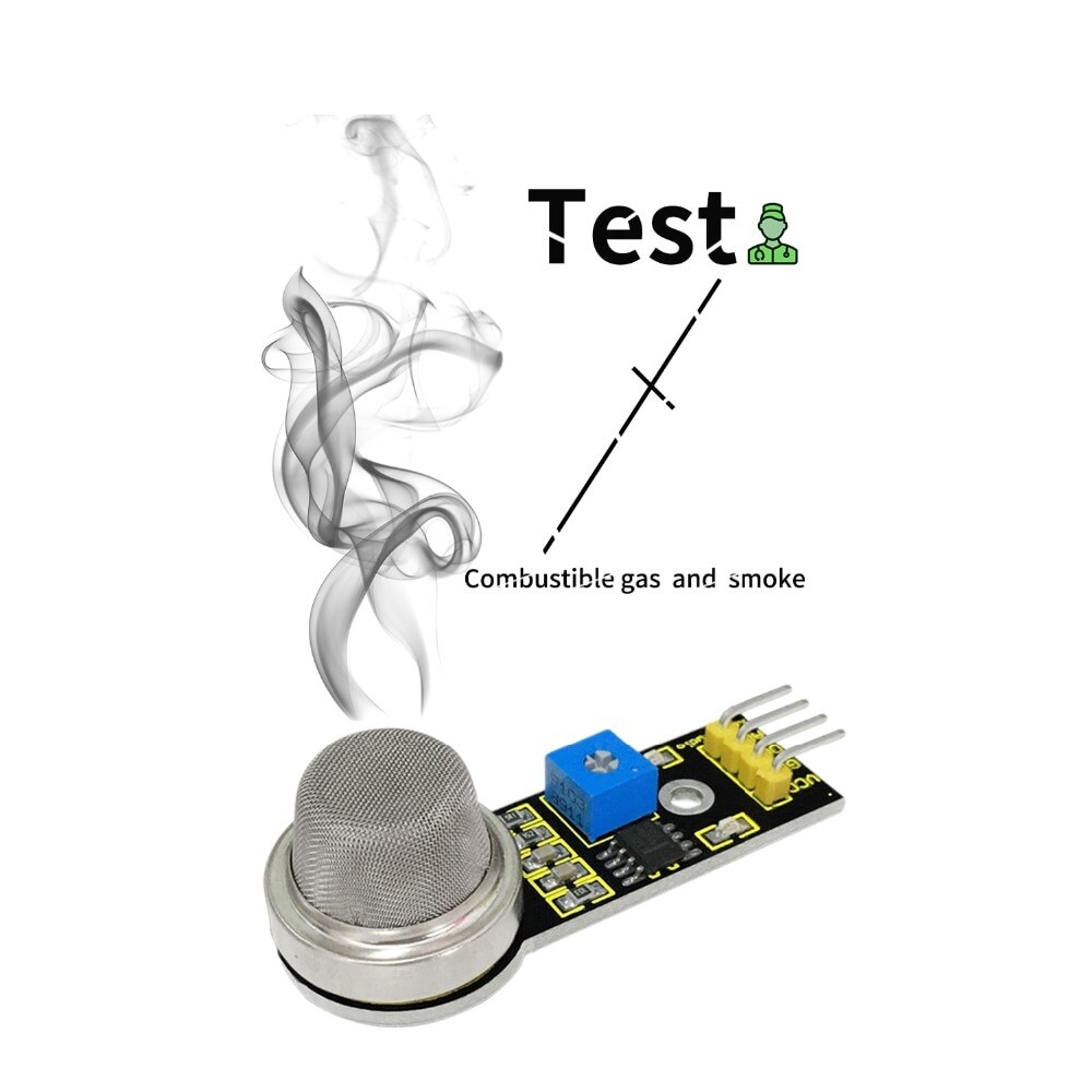 Keyestudio Analog Gas Sensor (MQ-2) til Arduino, detektorer brint og røg