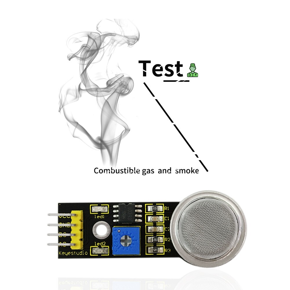 Keyestudio Analog Gas Sensor (MQ-2) til Arduino, detektorer brint og røg
