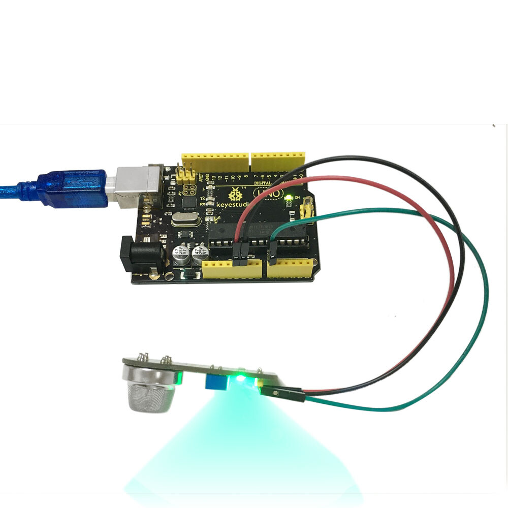 Keyestudio Analog Gas Sensor (MQ-2) til Arduino, detektorer brint og røg