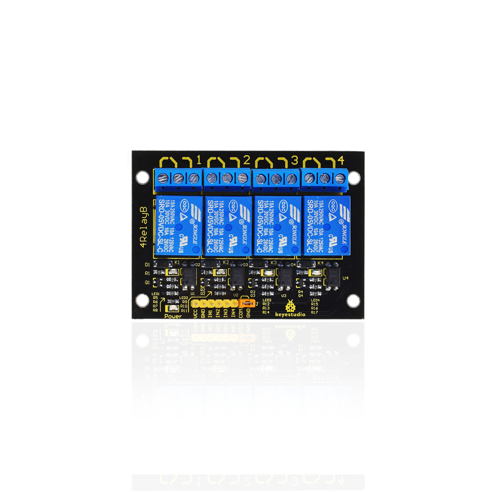 Keyestudio 4CH 5V Relæ Modul kompatibelt med Arduino