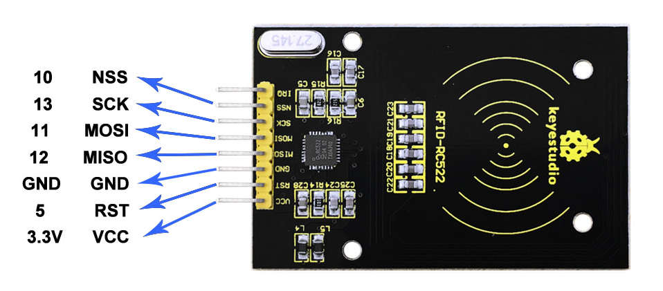 Keyestudio MFRC522 RFID-modul med IC-kort, kompatibelt med Arduino
