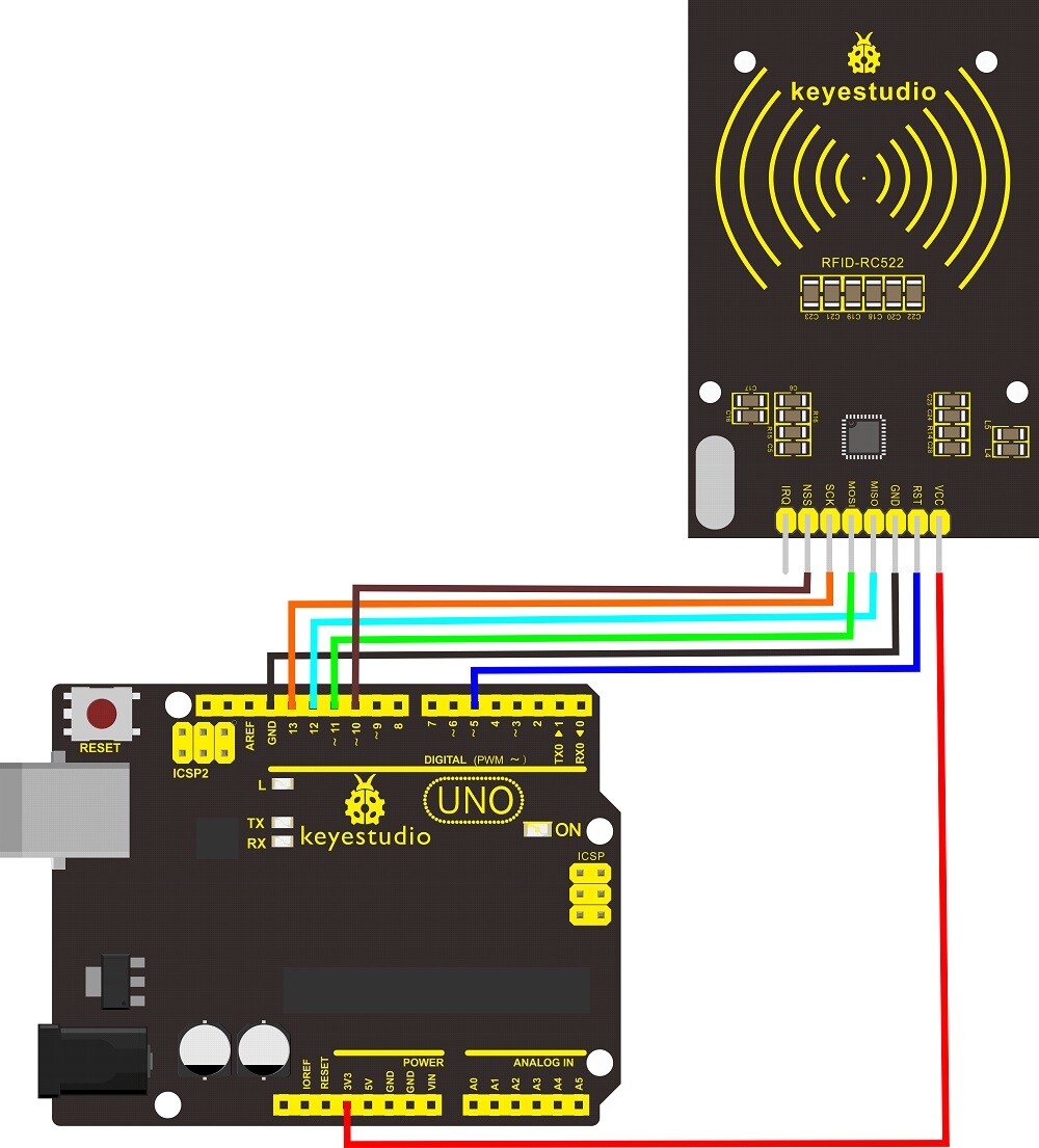 Keyestudio MFRC522 RFID-modul med IC-kort, kompatibelt med Arduino