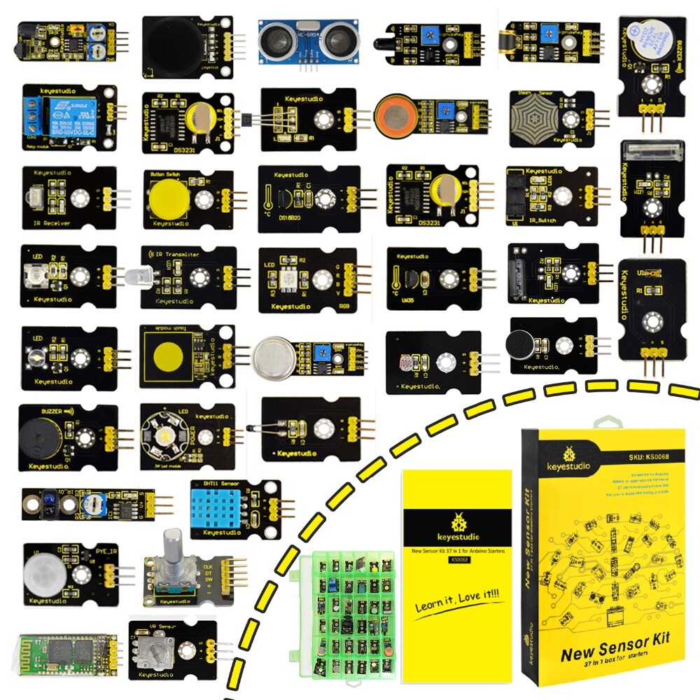 Keyestudio 37-i-1 Sensor Kit til Arduino programmeringsuddannelse, læringslegetøj