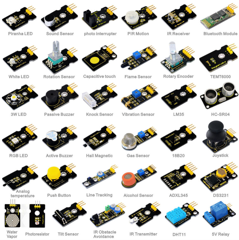 Keyestudio 37-i-1 Sensor Kit til Arduino programmeringsuddannelse, læringslegetøj