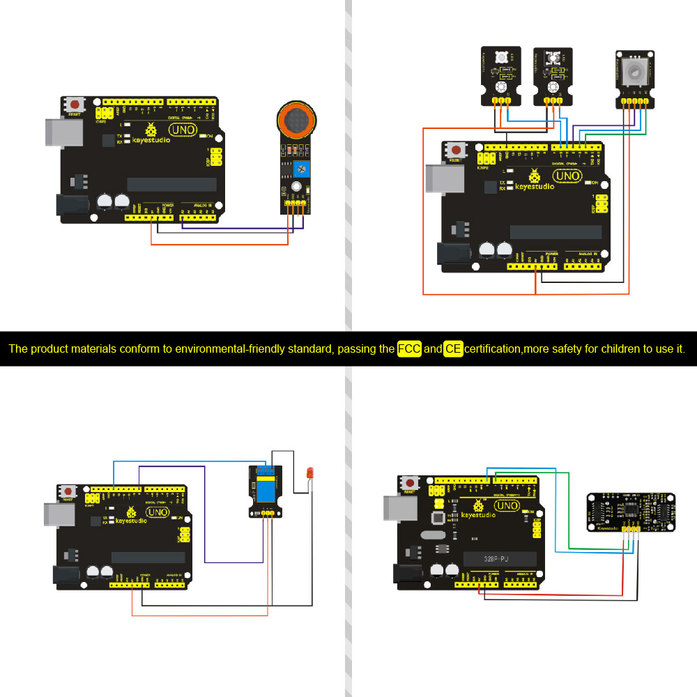 Keyestudio 37-i-1 Sensor Kit til Arduino programmeringsuddannelse, læringslegetøj