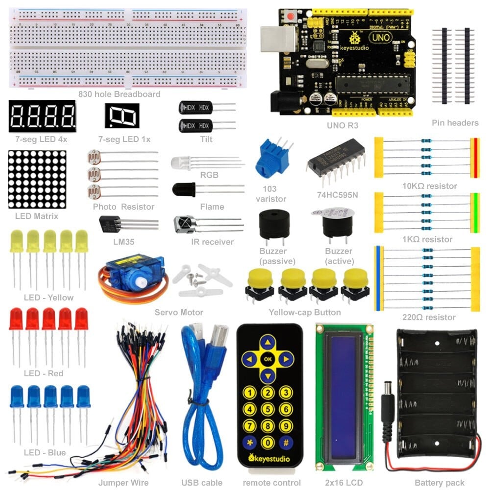 Keyestudio Basic Starter Learning Kit til Arduino Uno R3 Projekter