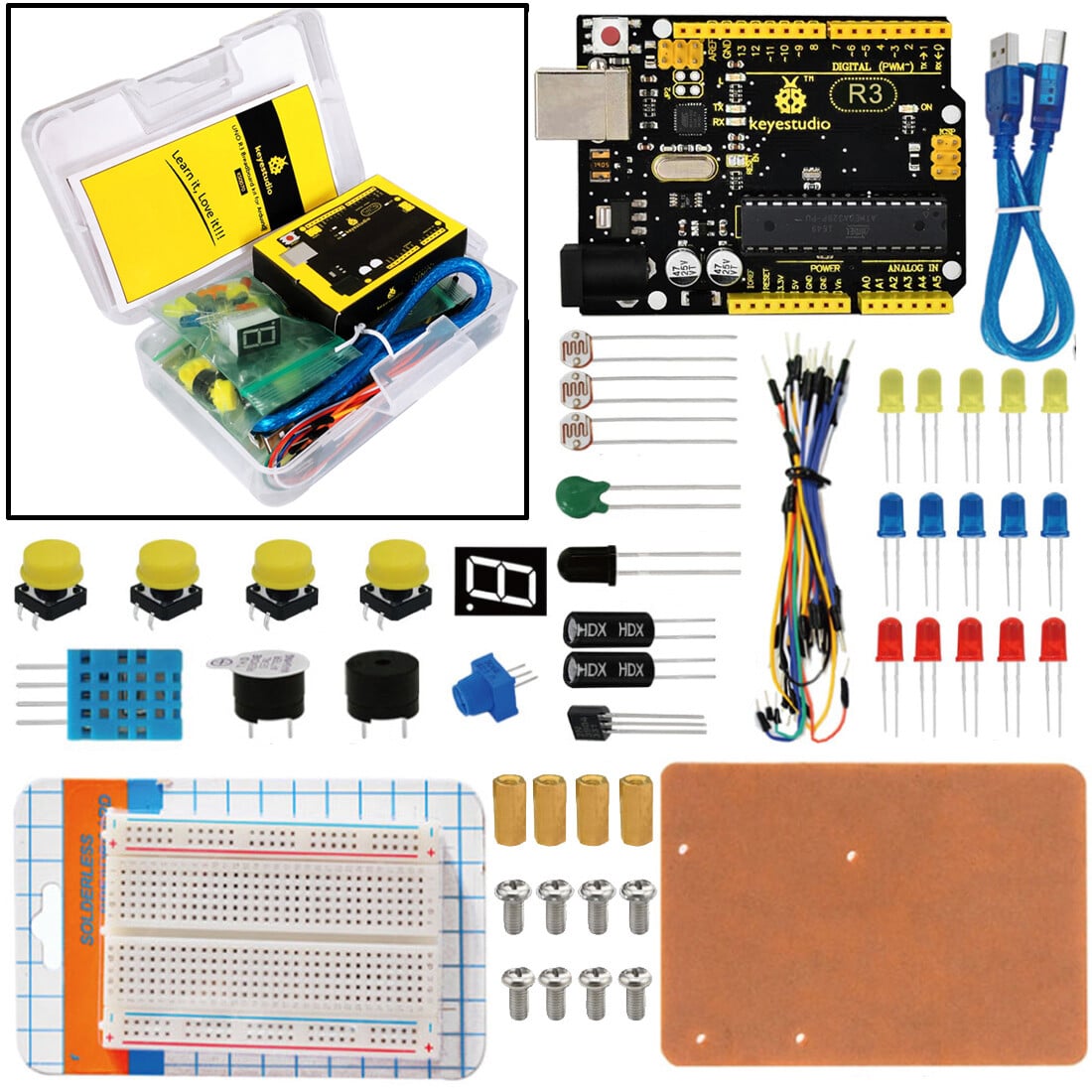 Keyestudio Breadboard-sæt til Arduino UNO R3 uddannelsesprojekter