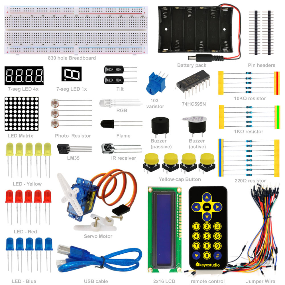 Keyestudio Basic Starter Learning Kit for Arduino (uden UNO R3)