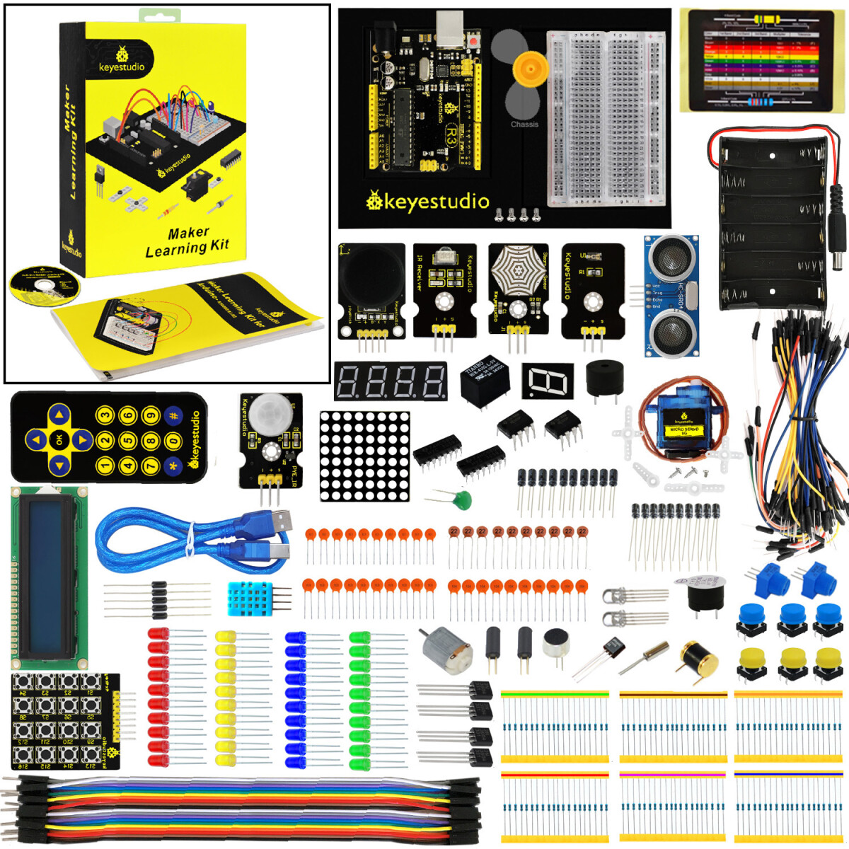 Keyestudio Maker Learning Starter Kit for Arduino Starter (med Uno R3)