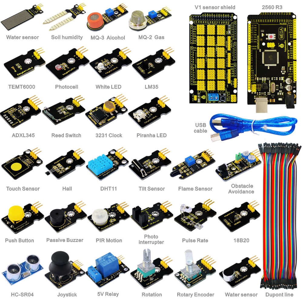 Keyestudio nyt 30-i-1 sensor kit til Arduino starter (med Mega 2560)