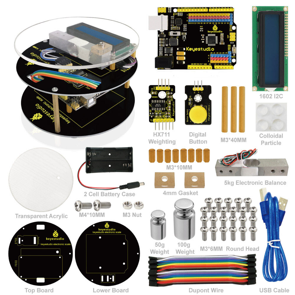 Keyestudio DIY Elektronisk vægt starter kit til Arduino UNO R3