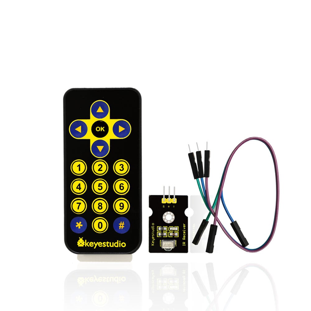 Keyestudio IR-modtagermodul kit til Arduino (Modtager + fjernbetjeningsenhed)