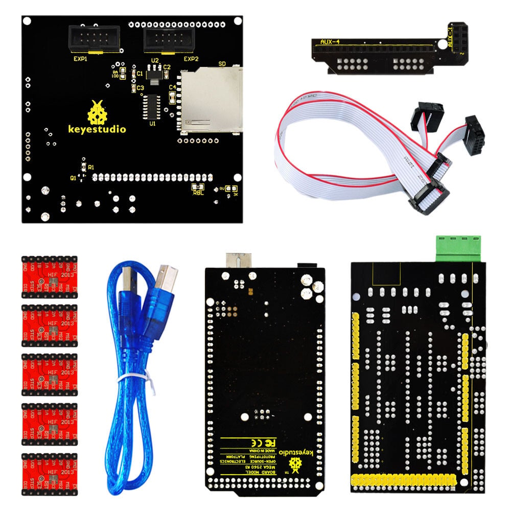 Keyestudio 3D-printer kit til Arduino Mega 2560 (RAMPS 1.4 + A4988 + 12864 LCD)