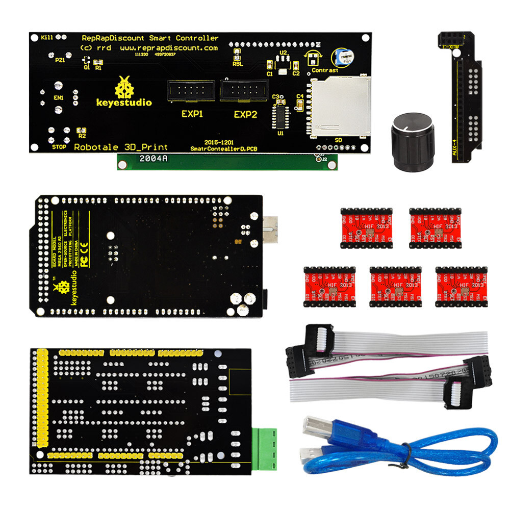 Keyestudio 3D-printer kit til Arduino Mega 2560 (RAMPS 1.4 + A4988 + 2004 LCD)