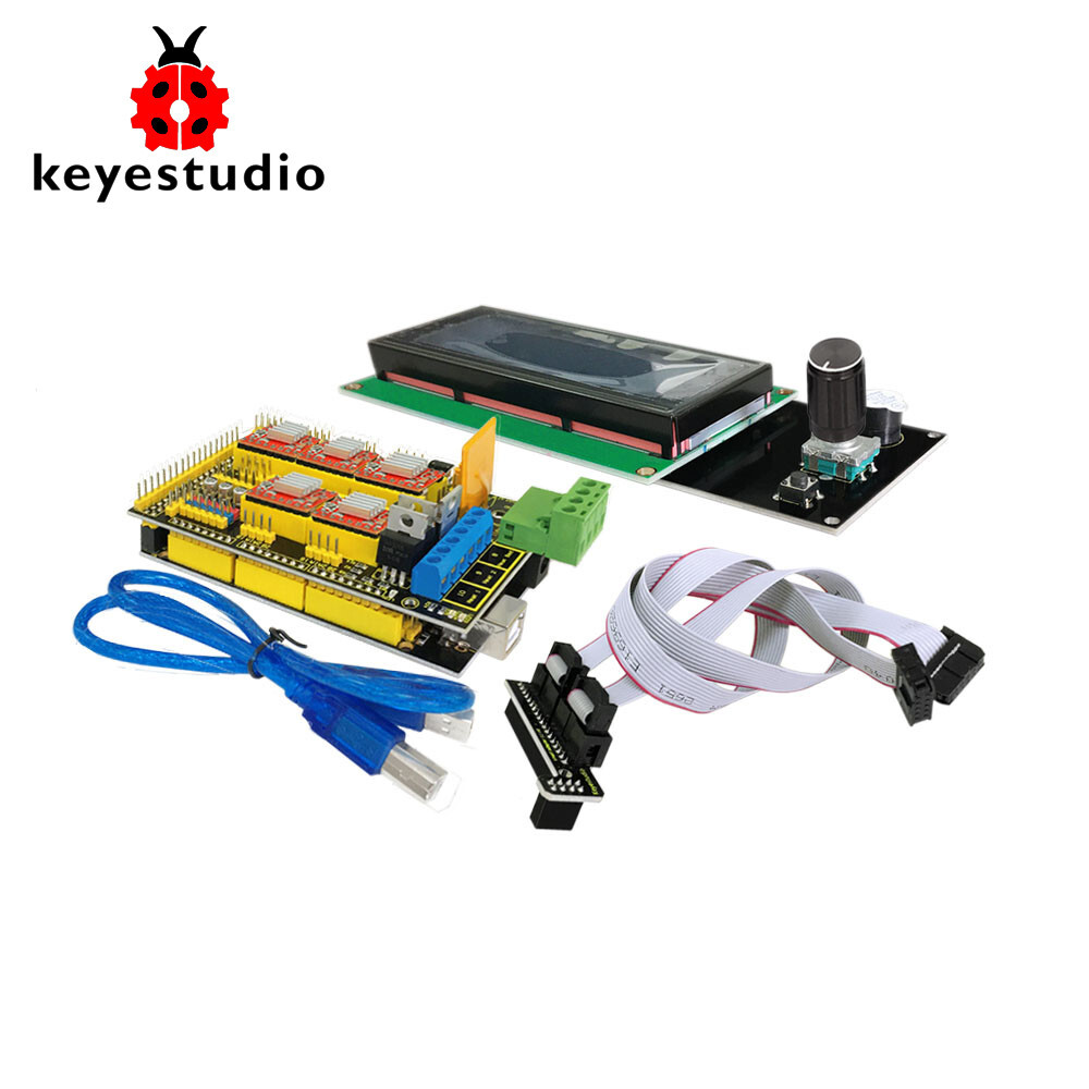 Keyestudio 3D-printer kit til Arduino Mega 2560 (RAMPS 1.4 + A4988 + 2004 LCD)