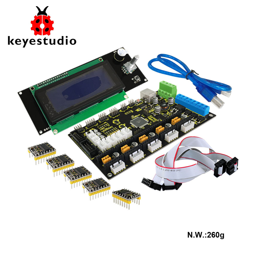 Keyestudio 3D-printer kit til Arduino (MKS GEN V1.2 + 2004 LCD + 8825)
