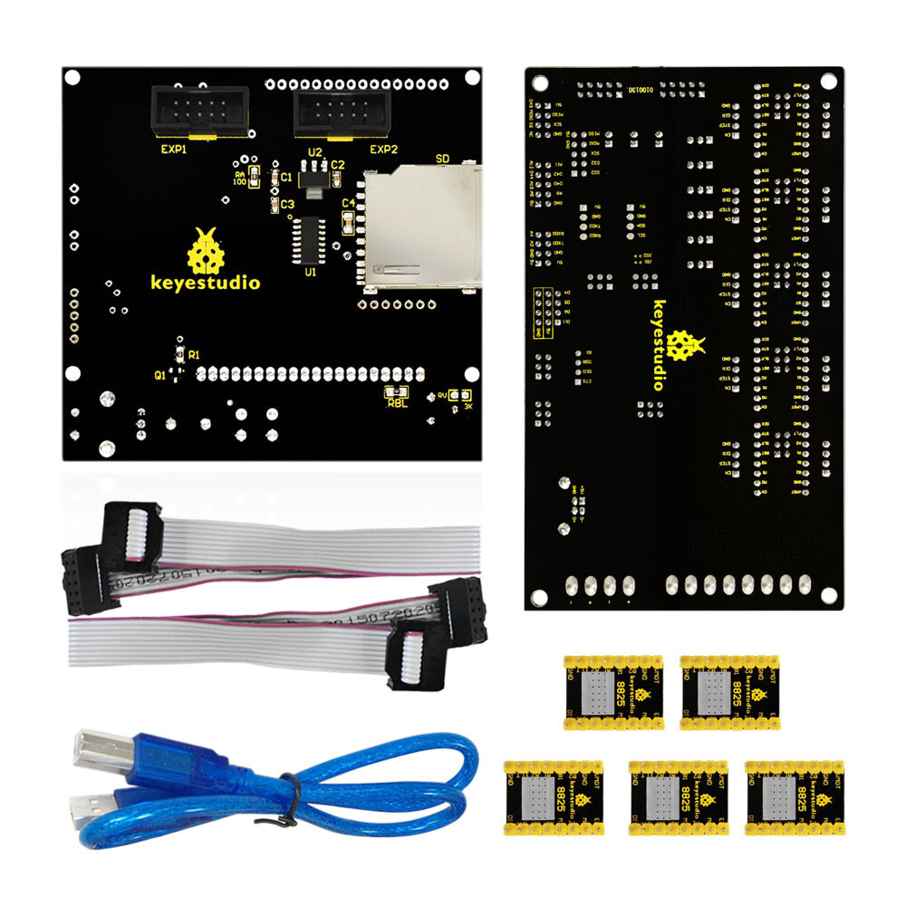 Keyestudio 3D-printer kit til Arduino (MKS base V1.2 + 8825 + LCD 12864)
