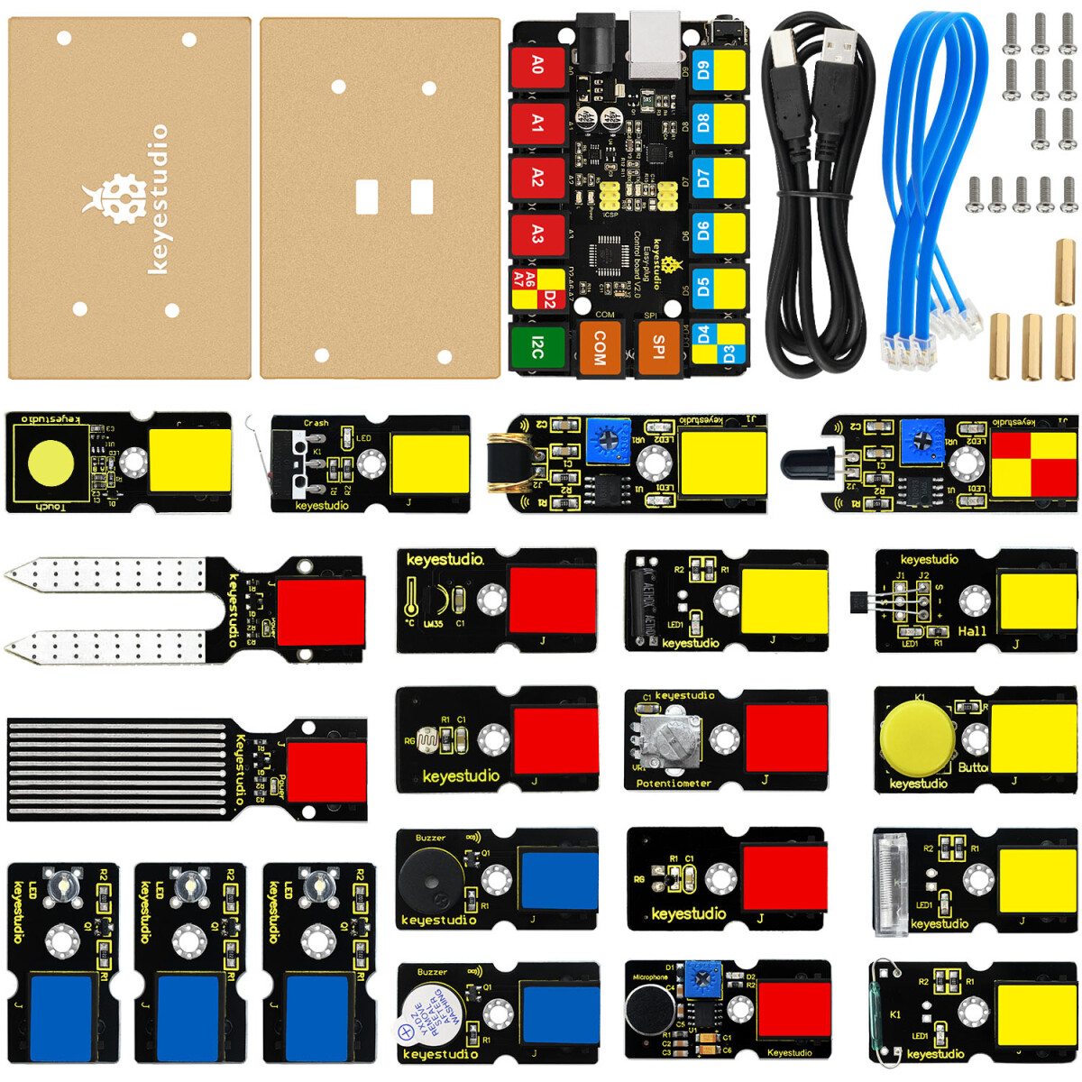 Keyestudio EASY-Plug Starter Learning Kit for Arduino STEAM (21x moduler)