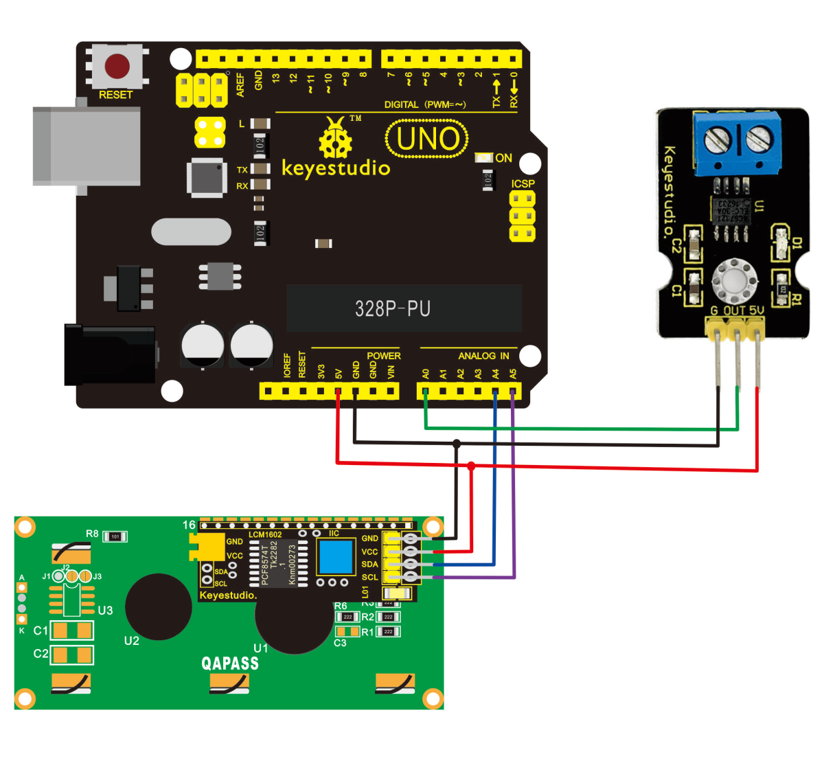 Keyestudio ACS712-30A Strømsensor kompatibel med Arduino