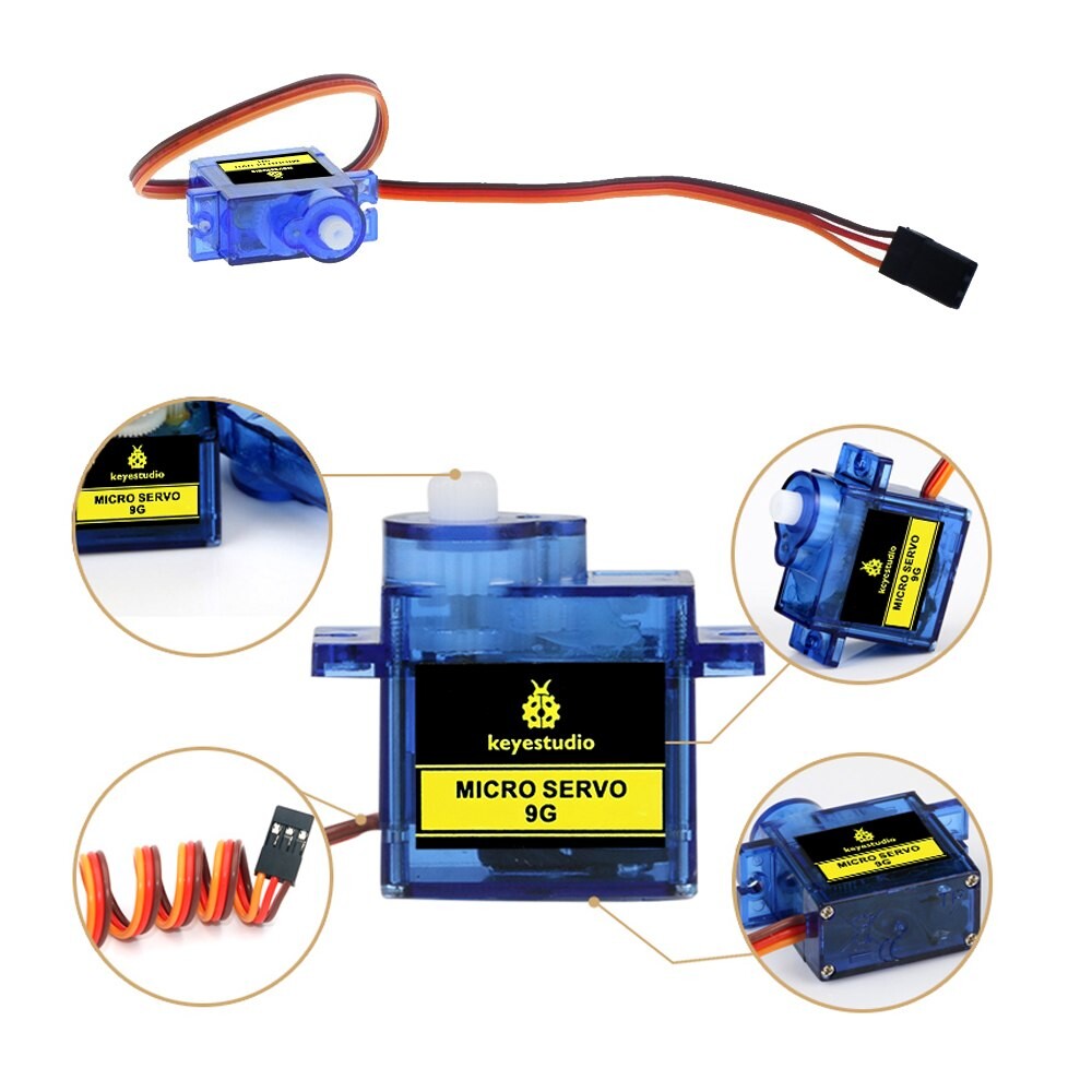Keyestudio SG90 Servo Motor Blue for Arduino med PH2.54 stik 90 grader