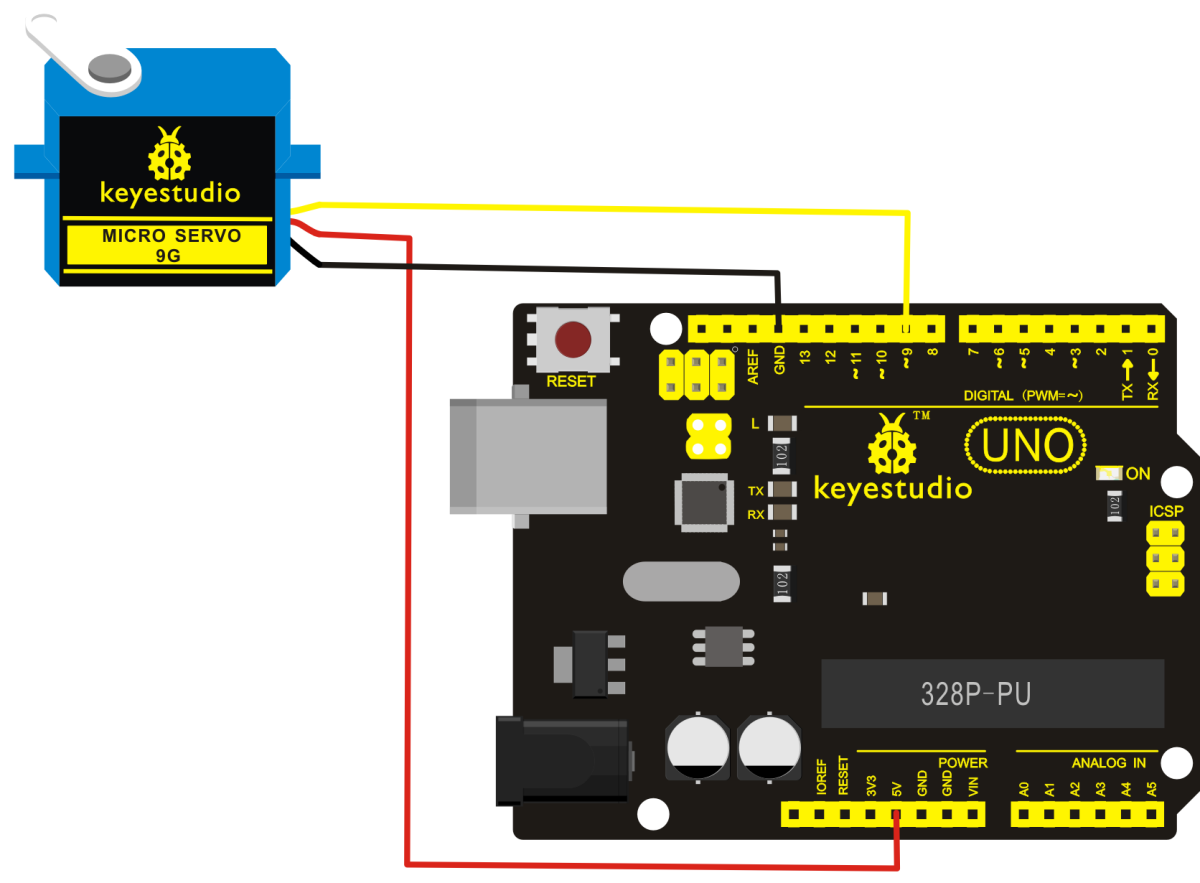 Keyestudio SG90 Servo Motor Blue for Arduino med PH2.54 stik 90 grader