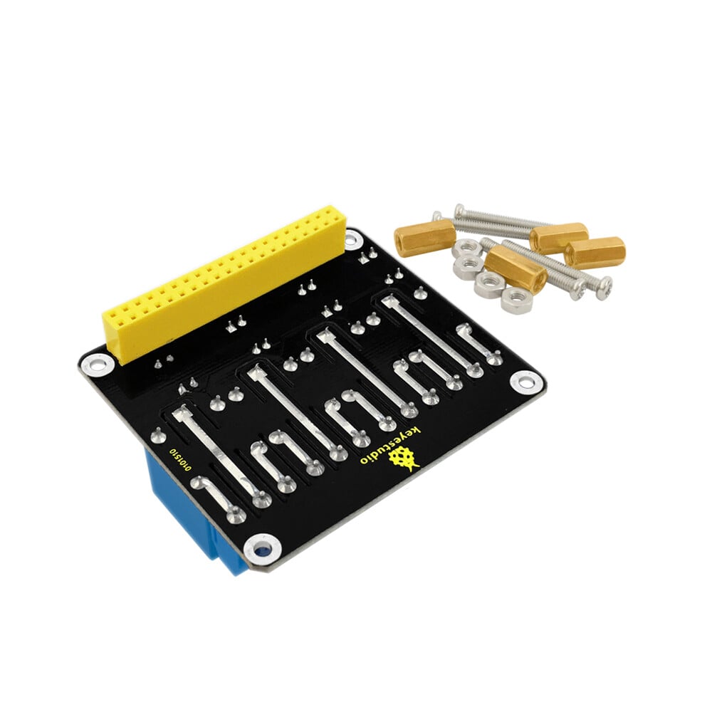 Keyestudio 4CH Relæ-skærm kompatibel med Raspberry Pi, 5V input TTL