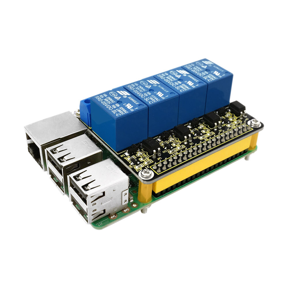 Keyestudio 4CH Relæ-skærm kompatibel med Raspberry Pi, 5V input TTL